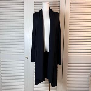 Athleta Black Tencel Modal Longline Wrap Cardigan Size Large Soft Lounge Drape